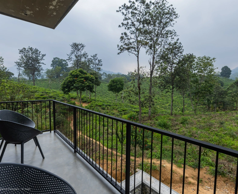 balcony with mountain view