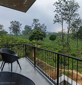balcony with mountain view